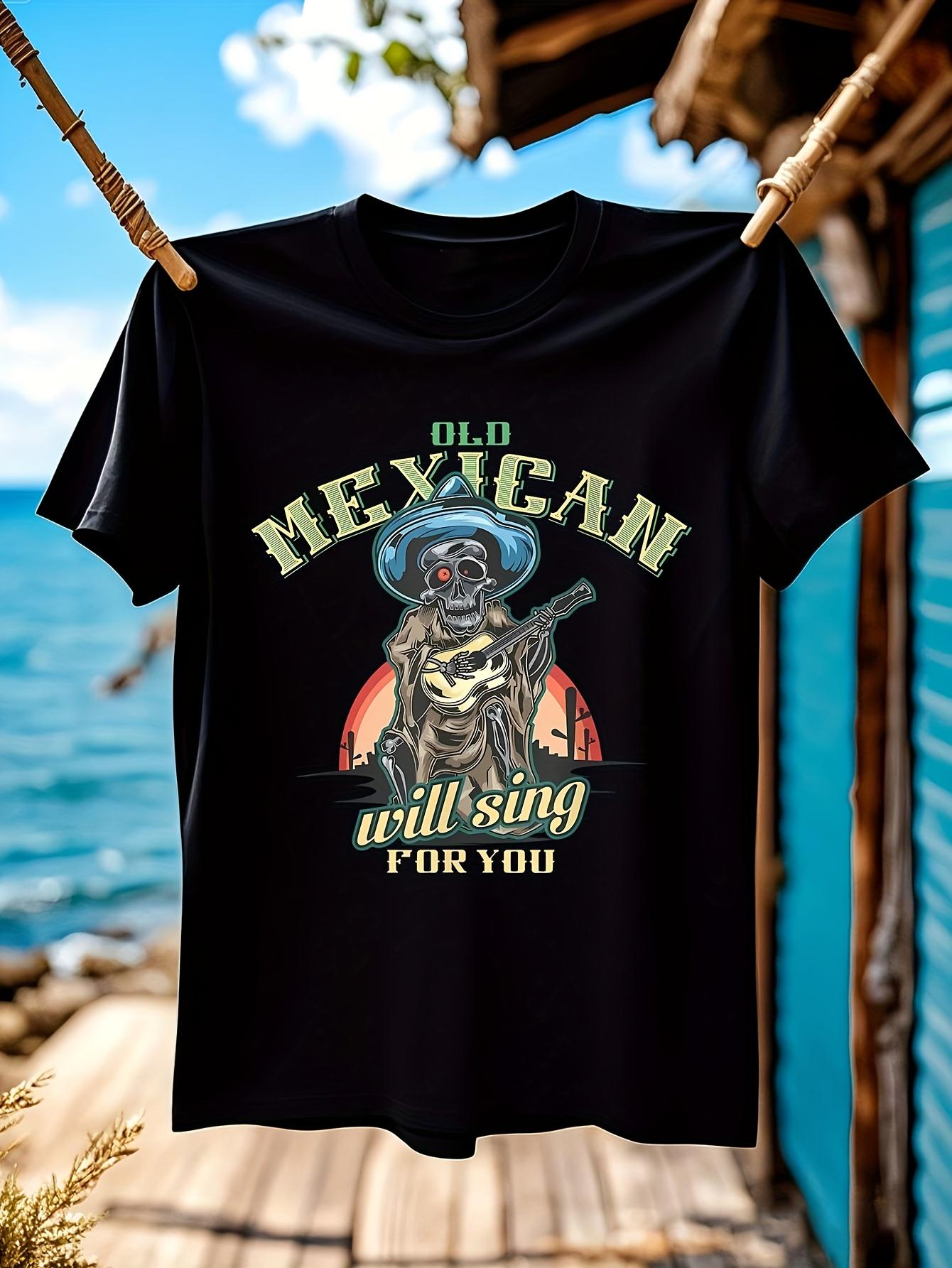 Vintage Mexican Skeleton Guitarist Graphic Tee Old Mexica... XL