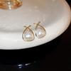 Light Luxury Niche Hollow Geometric Imitation Pearl Stud Earrings Femininity Triangular Cross Earrings