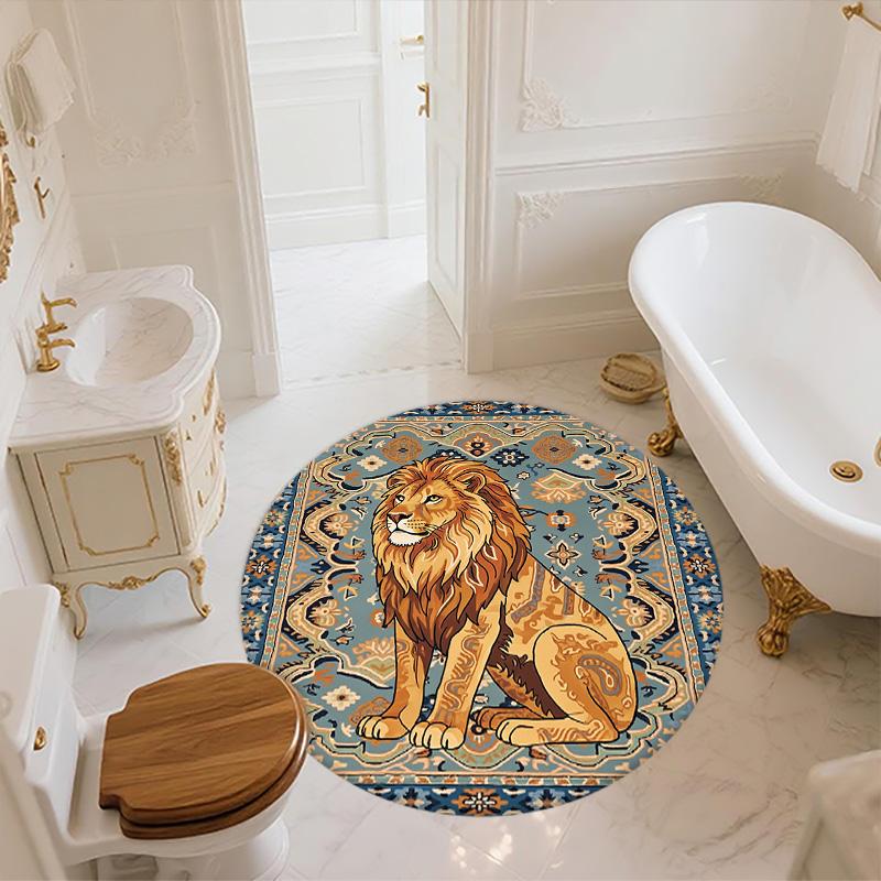 Vintage Pattern Animals,Round Area Rug,Carpet Rug for Living Room Bedroom Sofa Playroom Decor,Non-slip Floor Mat