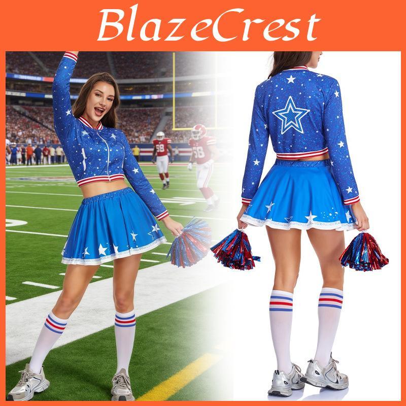 Halloween Cheerleader Costume Set With Polyester Fabric For Cosplay And Themed Events
