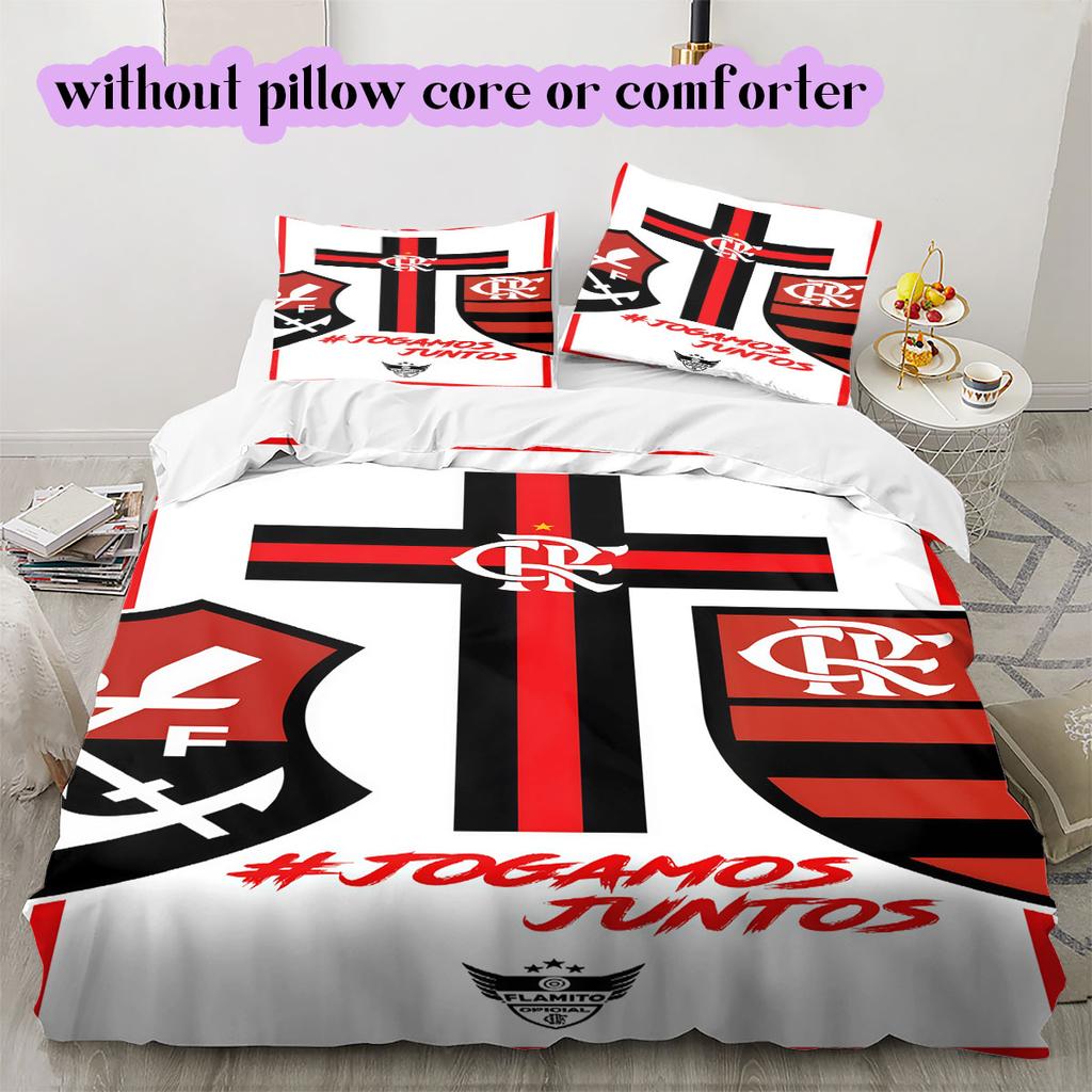 Flamengo football soccer Pattern Bedding,Quilt Set Quilt Cover Pillowcase Home Birthday Gift (1*duvet cover+2*pillowcase,without core)