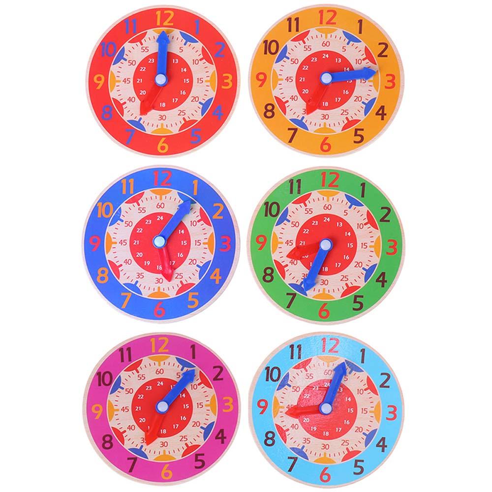 Teaching Aids Learning Clock Hour Minute Second Cognition Wooden Clock Toys Kids Time Enlightenment