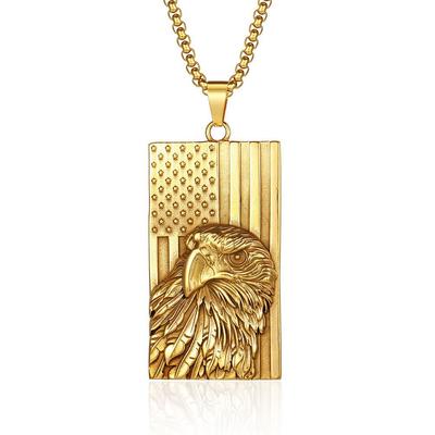 European and American Style Flag Bald Eagle Titanium Steel Necklace Stainless Steel Military Brand Trendsetter
