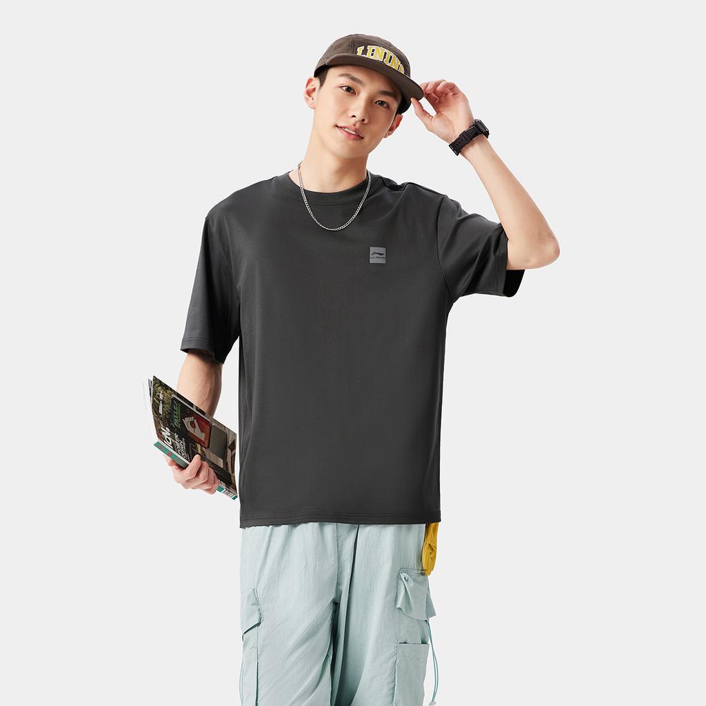 Li Ning Sports Life Collection T Shirt Unisex Obsidian Gray AHSVB91-4