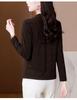 Elegant Retro Lace High-Neck Long Sleeve Women's T-Shirt for Spring