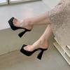 Transparent High Heels Women's 2025 Summer New Waterproof Table with Super High Heel Slippers Fashionable Thick Heel Cool Slippers