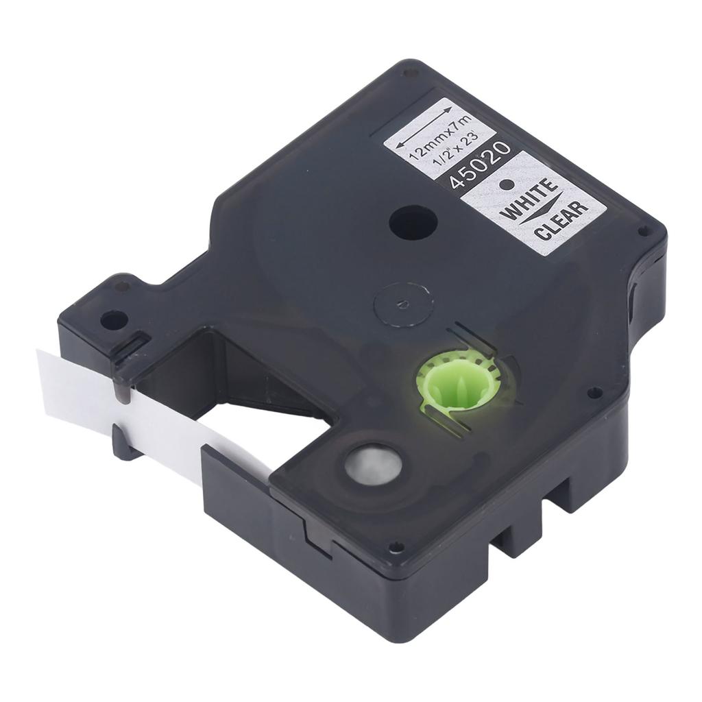 Fita para etiquetadora de 12 mm e 23 pés de comprimento, à prova d'água, resistente a óleo, tinta uniforme, fita para etiquetadora de longa duração para