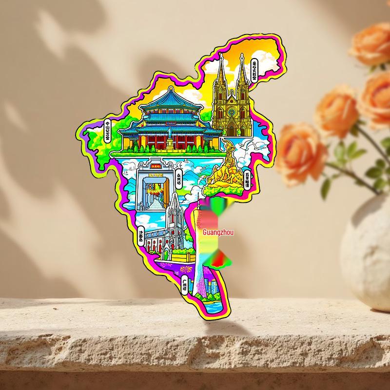 Guangzhou Bezienswaardigheden Koelkastmagneet: Xiaomanyao, Yanzhou Eiland, Guangji Brug, Shamian Eiland, Baiyun Berg, Lijm, Cultureel & Creatief