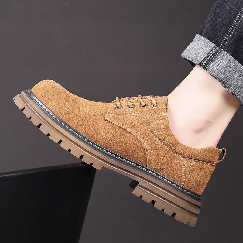 Casual men's thick soled leather shoes Fashionable minimalist design style Outdoor leisure walking office party youth shoes