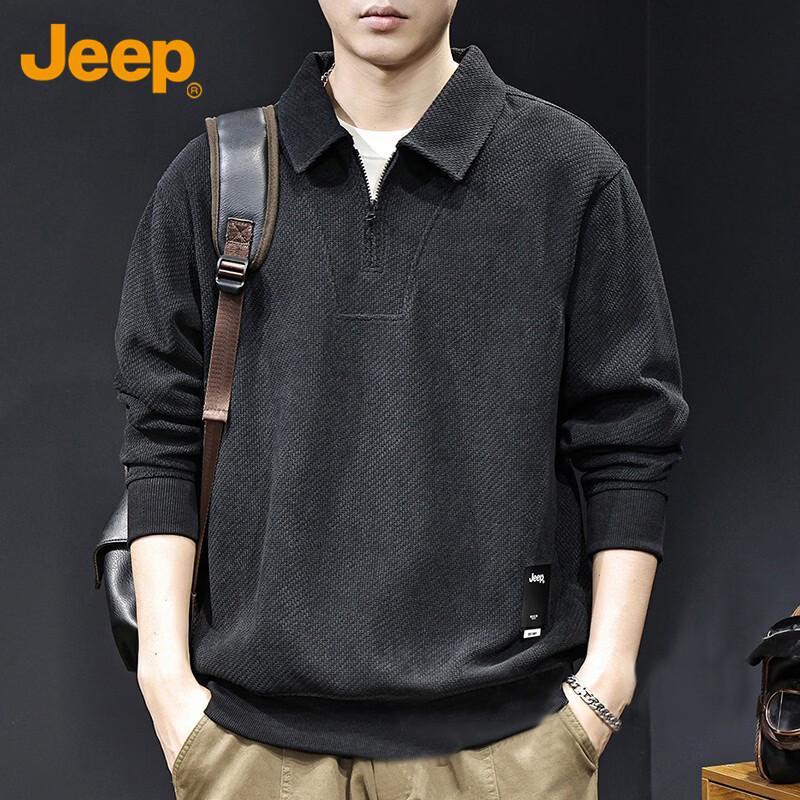 JEEP Men s Heavyweight Long-Sleeve Polo Sweatshirt XL