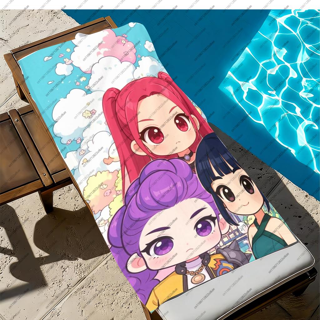 Kawaii Cartoon Print Microfiber Beach Towel Quick Dry Absorbent Bath Towel for Kids Adults Summer Beach Pool Travel