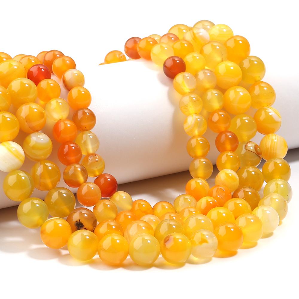 4/6/8/10/12mm Natural Orange Yellow Stripe Agate Stone Beads Round Loose Beads For Jewelry Making DIY Necklace Bracelet Supplies