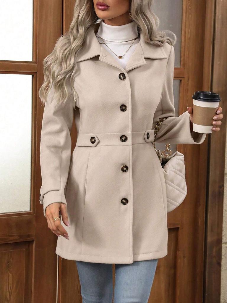 Amazon 2025 cross-border European and American foreign trade women's clothing autumn and winter temperament slim lapel button woolen coat coat