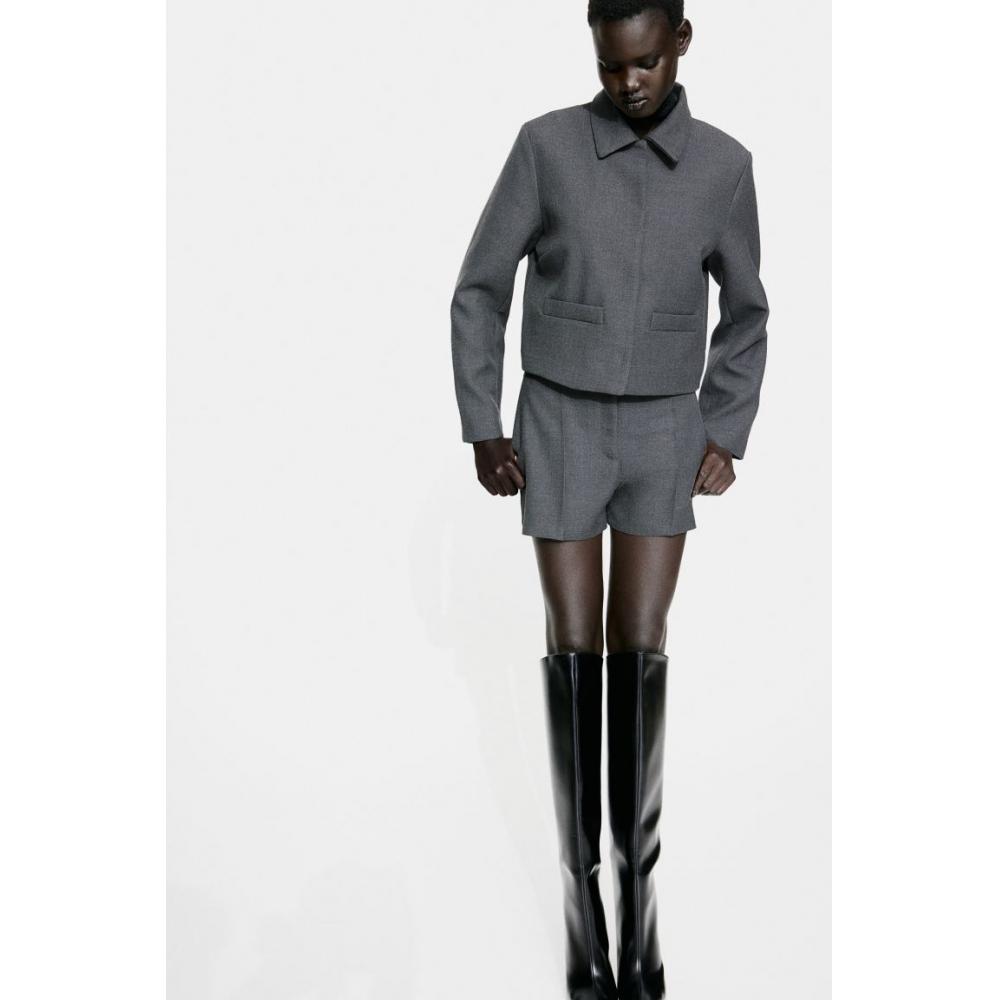 

H M Collar Jacket Dark Grey Melange
