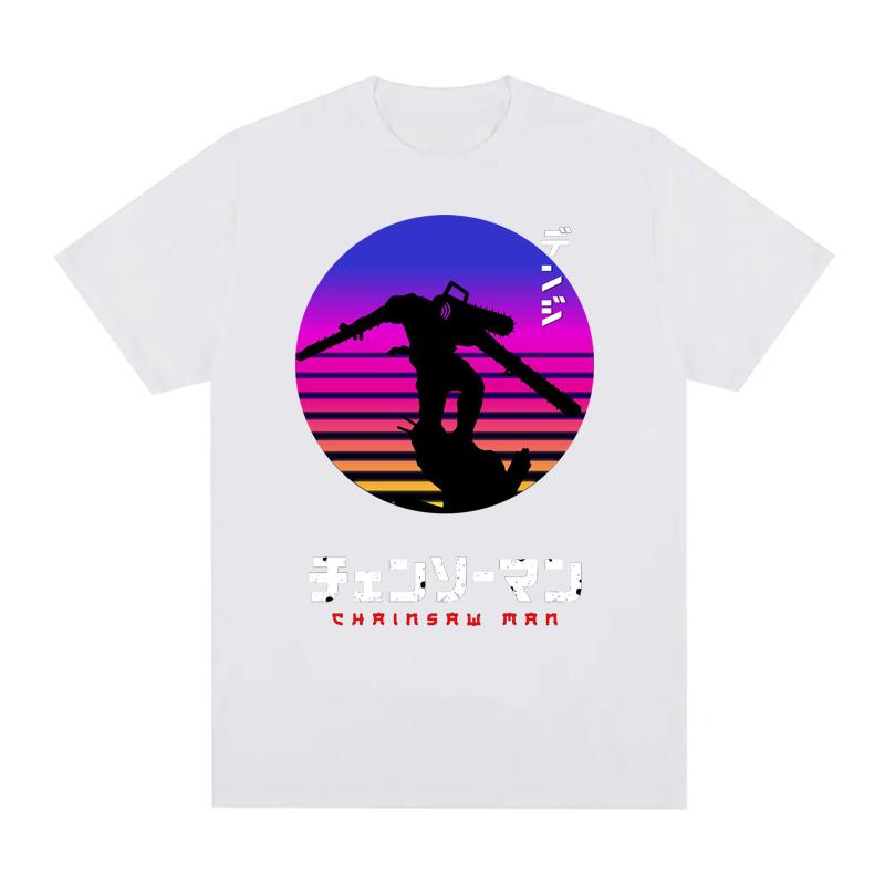 Japanese Anime Chainsaw Man T-shirts 100% Cotton Unisex Tees  EU Size  Manga Graphic Print Short-Sleeve Harajuku Tops