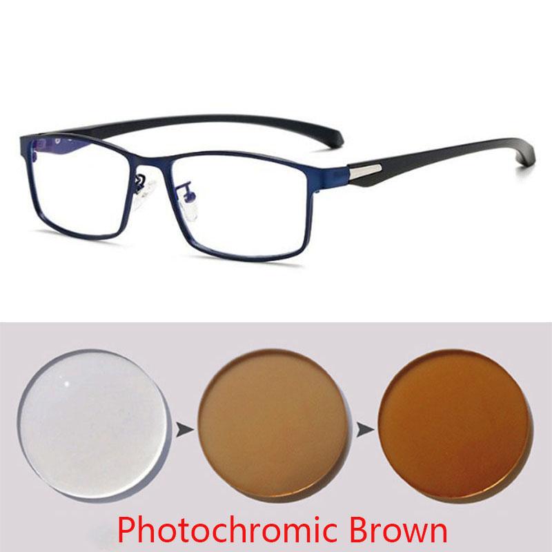 Square Finished Myopia Glasses Full Metal Frame Ultralight Shortsight Spectacles 0 -0.5 -1.0 -2.0 To -6.0