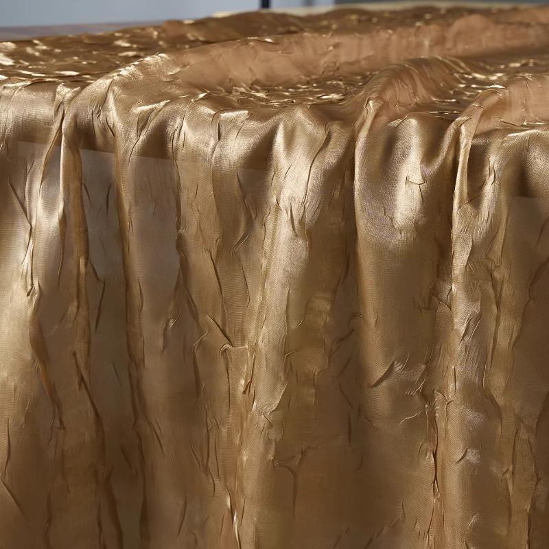 Golden Yellow Water Ripple Pleated Crepe Fabric Creative Three-dimensional Reflective Texture Fabric DIY Dress Stage Costume
