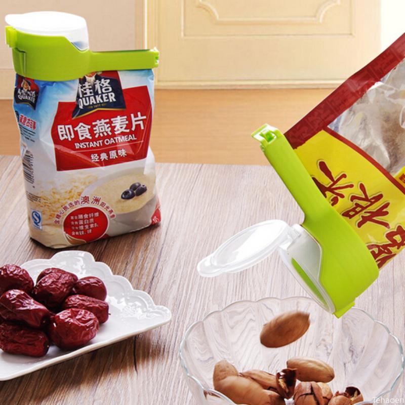 Food Preserving Bag Closure Clip Oat Dispense Spout Snack Bag Clip Moisture Seal Clip Fresh Keeping Sealer Clamp Kitchen Gadget