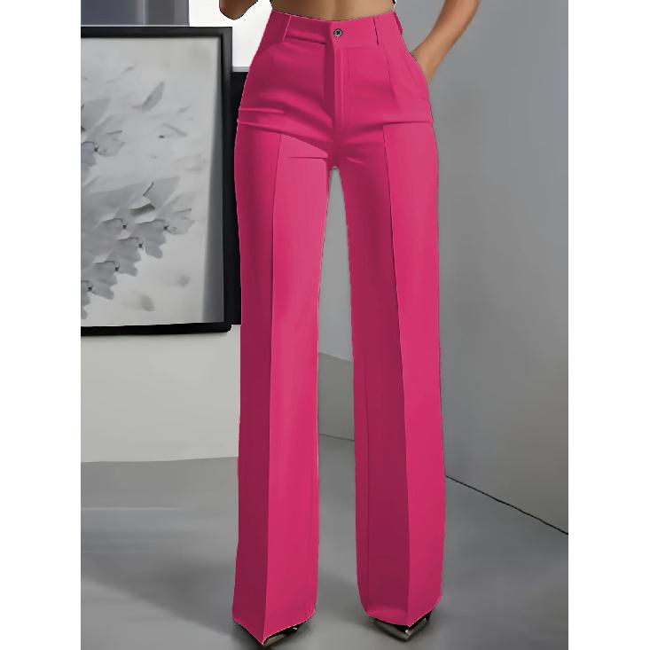 Women's Spring Autumn High Waist Draped Straight Leg Commuter Suit Pants, Wide Leg Formal Long Trousers