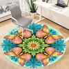 1pc Butterfly Flowers Office Round Area Rug, Under Office Chairs Bedroom Living Room Home Decor, Room Deco