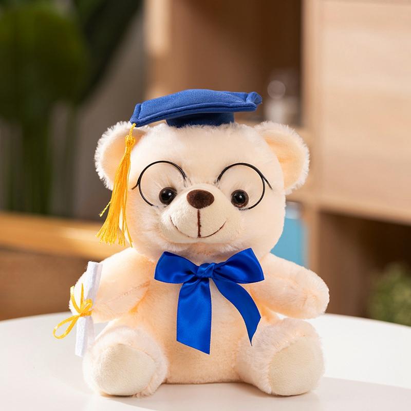 1 Piece 23cm Graduation Bear Plush Toy Cute Animals Bear Soft Doll Throw Pillow Boys Girls Students Graduation Gift Party Decor