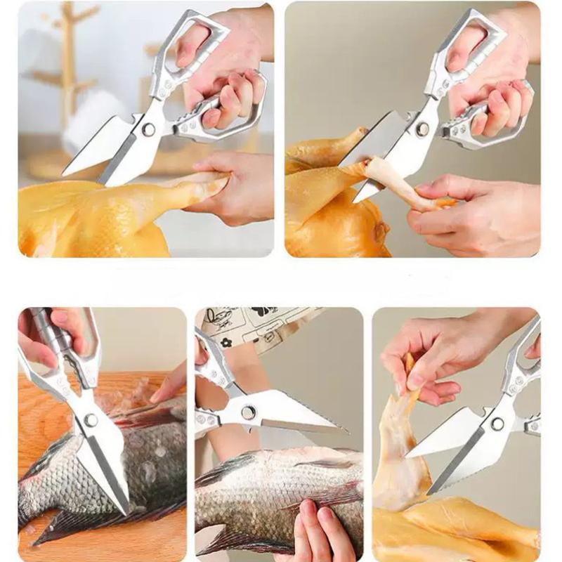 1Pcs Stainless Steel Kitchen Scissors Household Chicken Bone Scissors Fish Chopper Bottle Opener Fish Scale Kitchen Tools