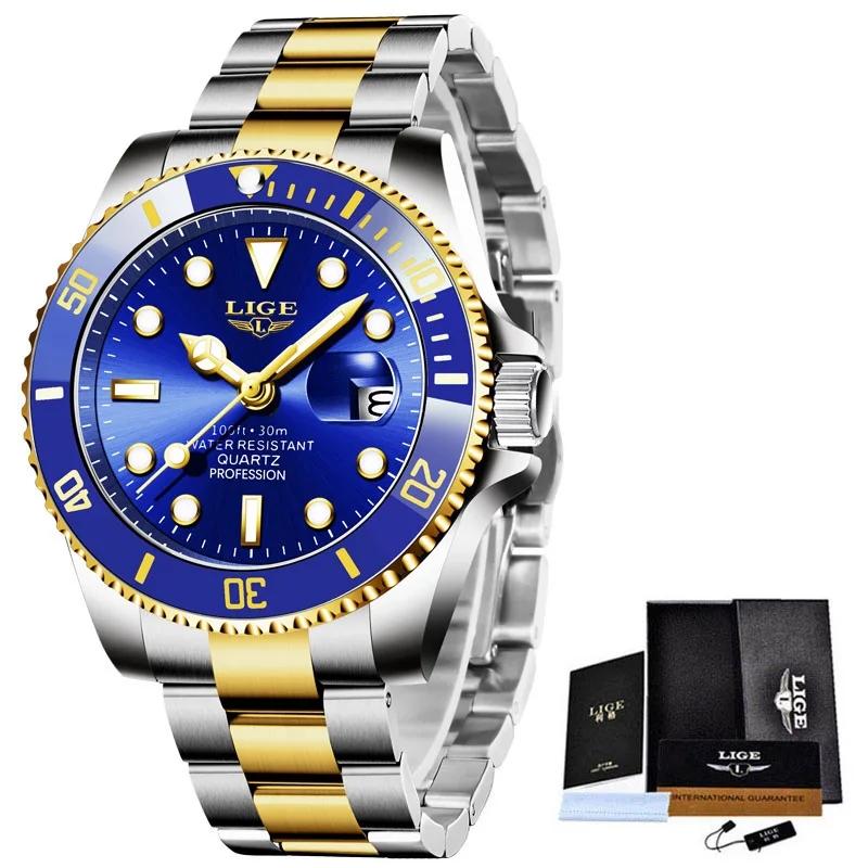 LIGE Top Brand Luxury Fashion Diver Watch Men 3ATM Waterproof Date Clock Sport Watches Mens Quartz Wristwatch Relogio Masculino