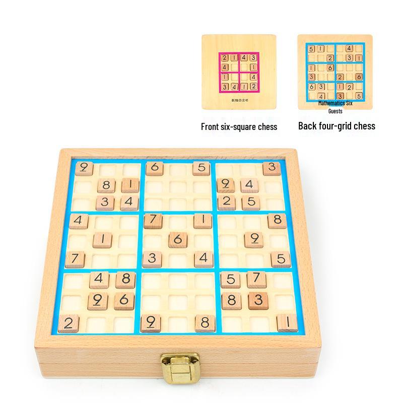 Children s Educational 3-in-1 Sudoku Board - 4/6/9 Grid for Kids & Adults, Parent-Child Wooden Toy