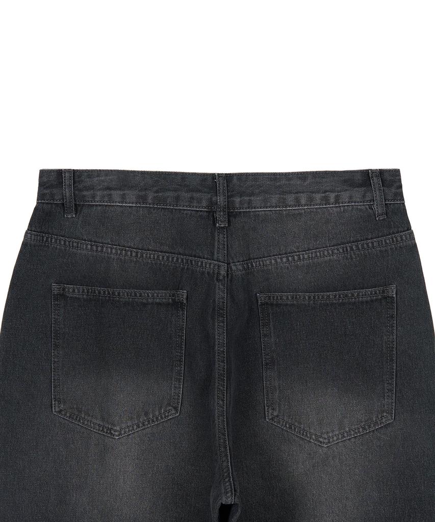 X Container Deep Washed Wide Denim Pants (Washed Black)