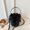 2 Set Bucket Tote Bag Ladies 2026 New Designer Hollow Out Woven Handbag Summer Crossbody Phone Bag Lipstick Pack Fashion Bag