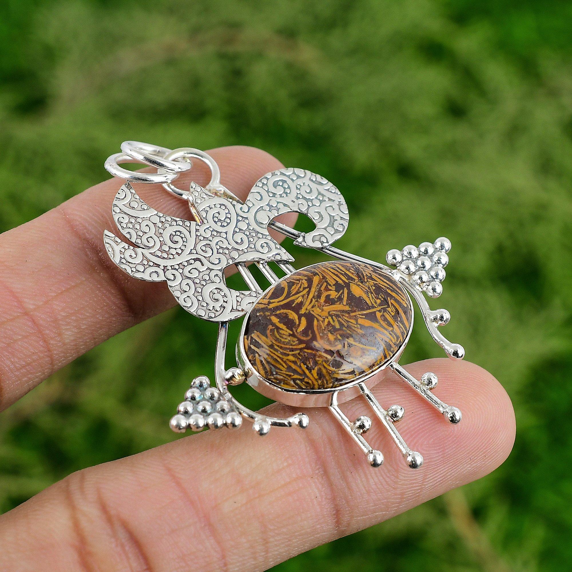 

Oval Mariam Jasper Gemstone Wife Boho Bezel New Pendant Jewelry Sterling Silver