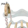 Sturdy Parrot Swing Toy, Bird Cage Perch, 5 Wooden Perch Poles, Acrylic Hanging Toy Frame with Bells for Small Medium Parrots Budgies Cockatiels