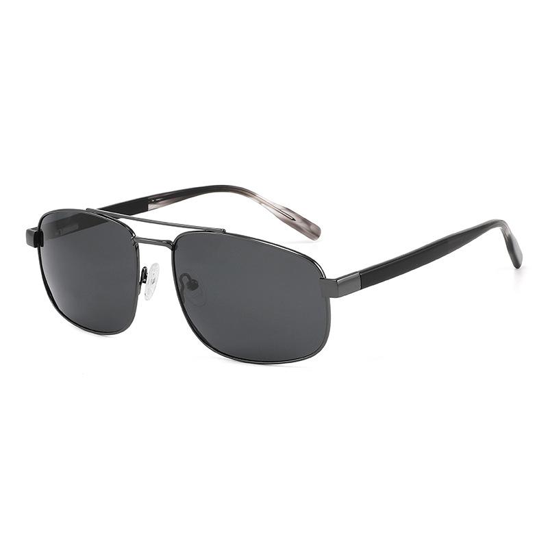 

Double Beam Square Metal Frame Men Sunglasses Fashion Polarized Eye Protection Sun Glasses Support Prescription Lens as picture