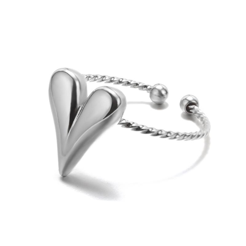 Smooth Heart Rings For Women Men Adjustable Gold Color Stainless Steel Heart Ring Wedding Jewelry Mother's Day Gifts 2024