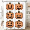 Pumpkin Shower Curtain Halloween Decor Set Of 2 White Bath Curtains With Orange Jack-O-Lanterns For Bathroom Fall Festive Decora