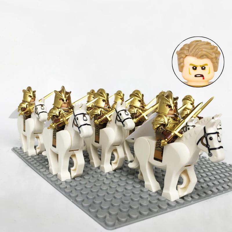 Medieval Roman Dynasty Commander Golden Warrior Spartan Solider Hawk Princess King Dragon Knight War Horse Figure Block Kids  Children Toy