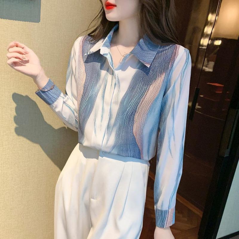 2025Autumn Design Chiffon Shirt Women's New Long-sleeved Top Fashionable
