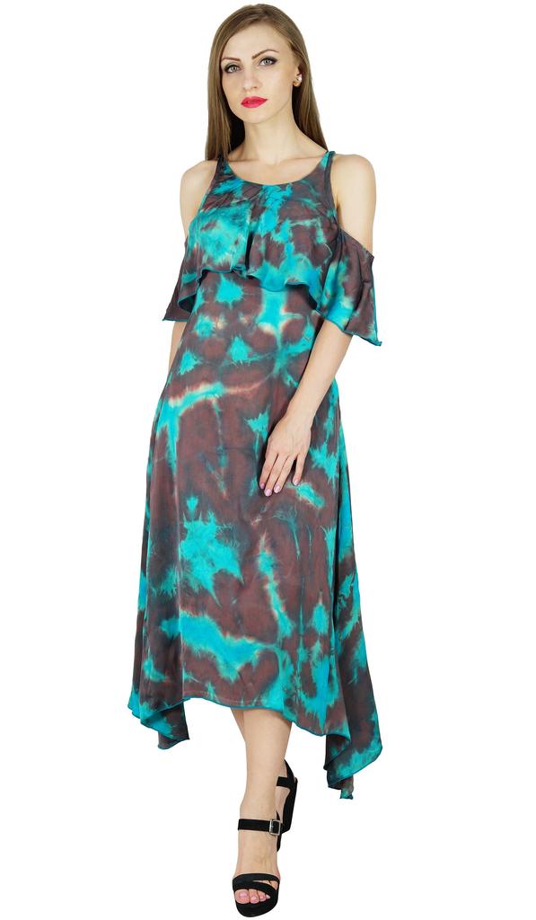 Bimba Women Chic Style Ribbed Cold Shoulder Dress Asymmetrical Holiday