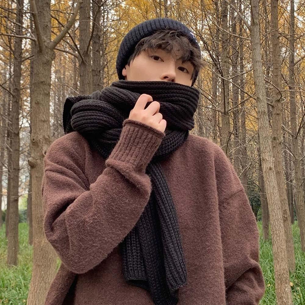 Acrylic Fibers Knitting Wool Scarf Polyester Winter Warmer Scarf  Windproof