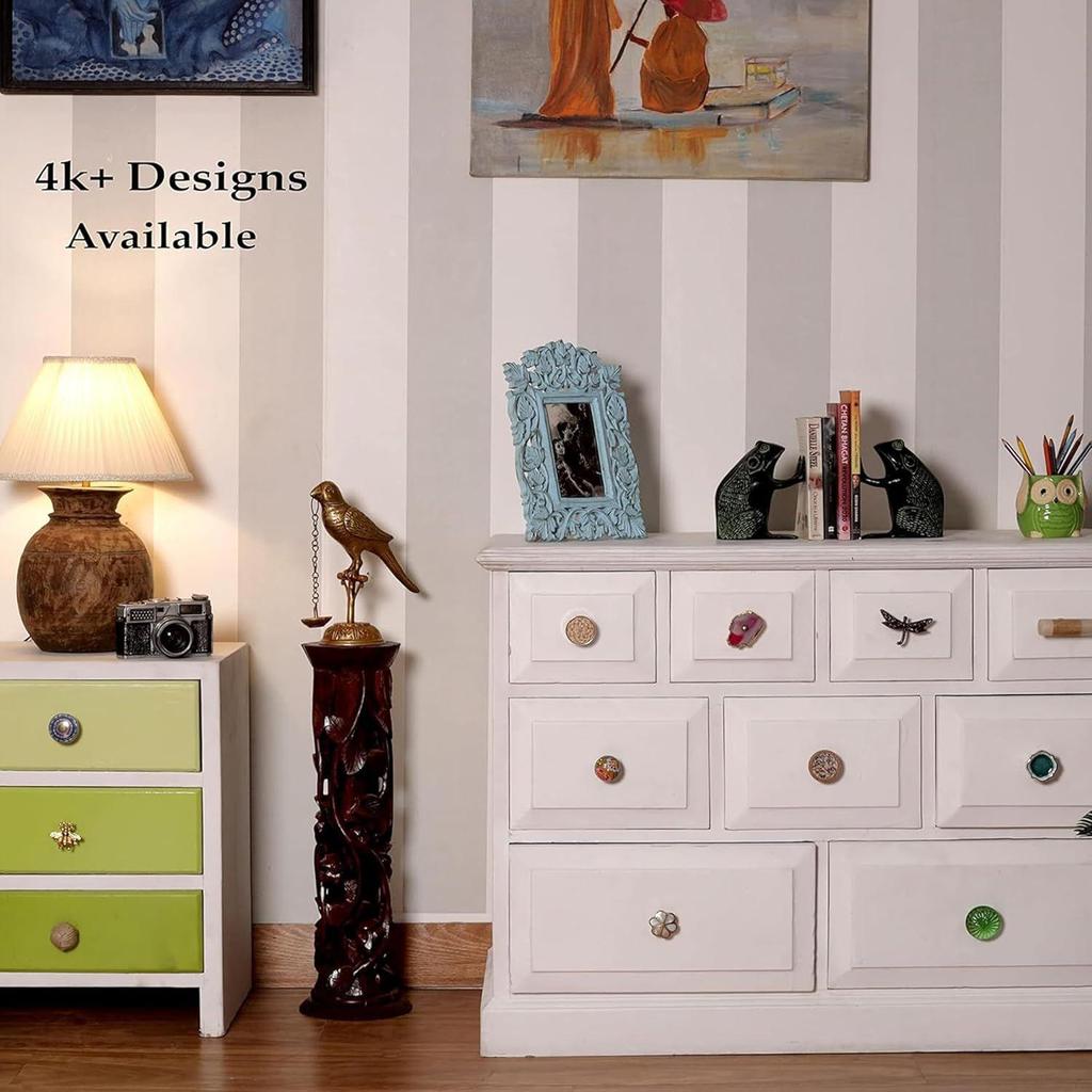 12 Pack Brown Leaf Flower Ceramic Drawer Knobs for Kitchen Cabinet Hardware Door Decorative Dresser Pulls Luxurious Chest