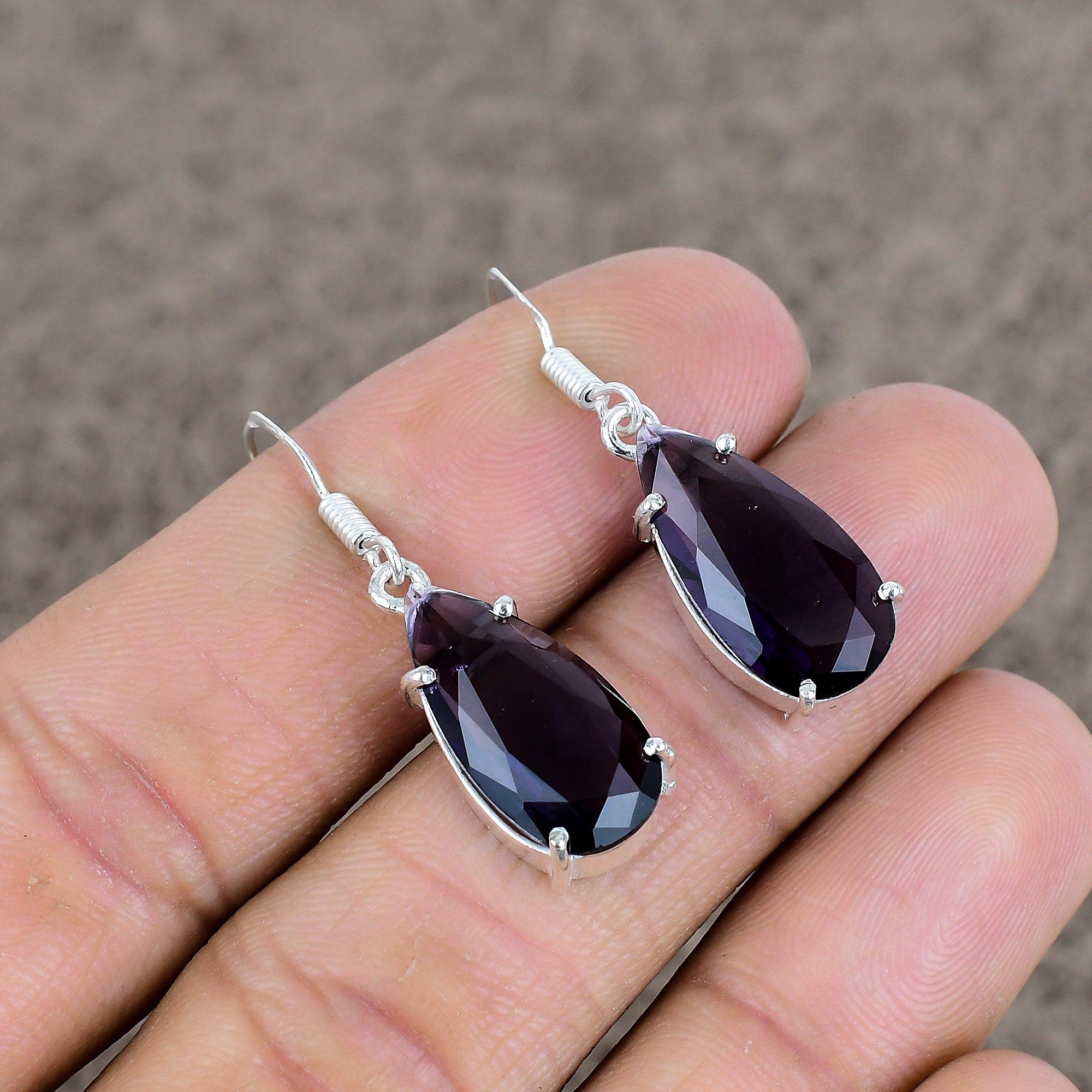 

Amethyst Gemstone Handmade 925Sterling Silver Jewelry Earring 1.50 KKG-111