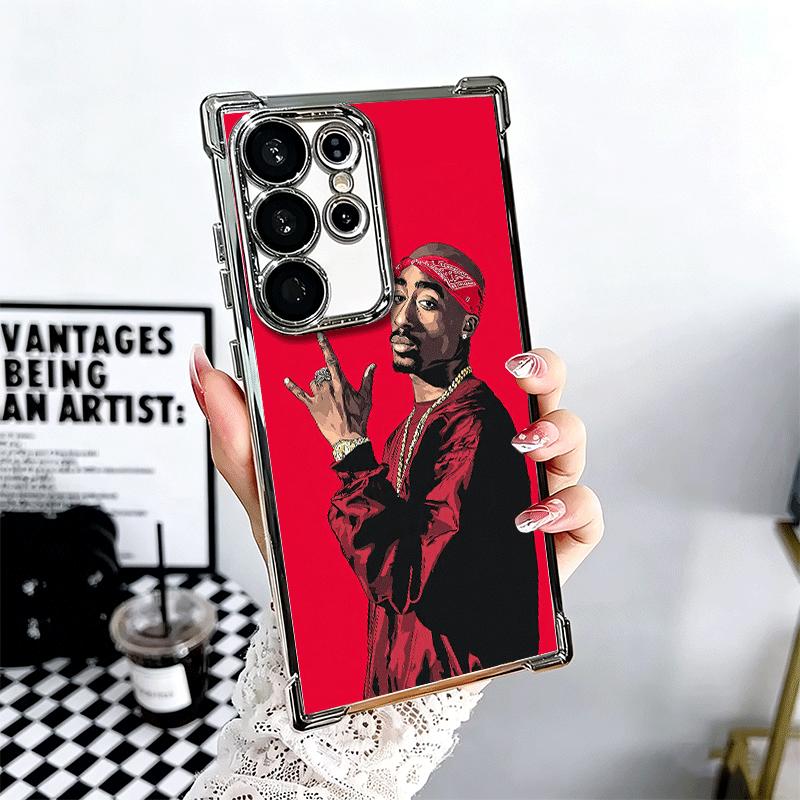 

Rapper 2pac Singer Tupac Soft Phone Case For Samsung Galaxy S26 Ultra S25 Edge S24 FE S23 Plus S22 S21 + S20 Plating Anti-Fall F Samsung S24 FE