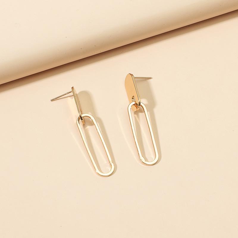 Geometric C-shaped Earrings: European  American Style with Exaggerated Circles for Women