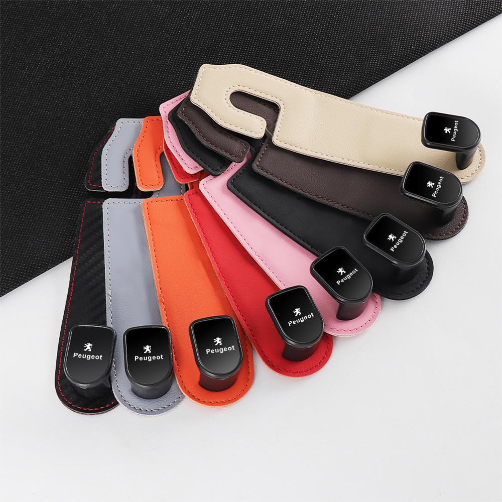 1pc Bendable PU Leather Car Seat Back Storage Hook For Peugeot 206 307 308 408 508 2008 5008 107 106 Auto Hub Cover Accessories
