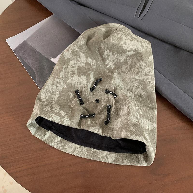 Amerikanischer Retro Ödland Stil Stapelmützen mit vielseitigen Gesichtern für Herbst und Winter Kleine Tinten Kalte Mützen für große Köpfe und winddichte Kopfmützen Trendy