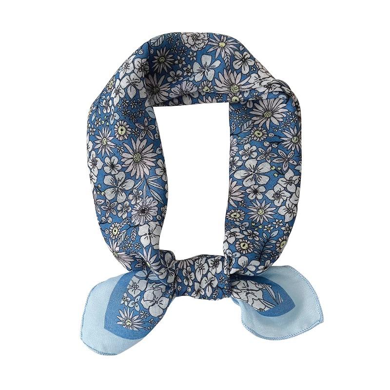 Korean Ins Style Versatile Floral Small Square Scarf For Women