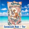 Cow Highland Theme Beach Towel Personalized Custom Name & Text Soft Quick Dry Beach Towel for Swimming Travel