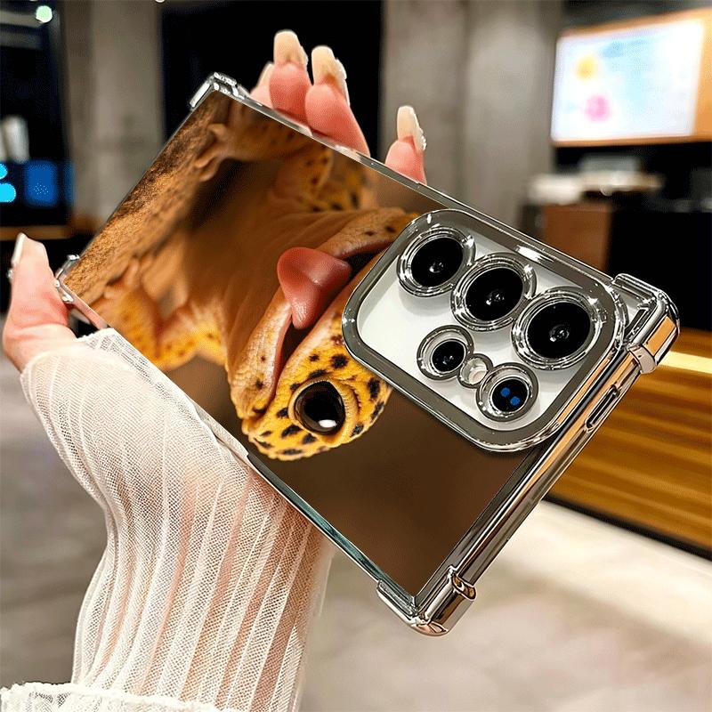 Lizards Geckos Cute Pet Plating Phone Case For Samsung Galaxy S24 S25 FE S26 Edge S23 Ultra S22 S21 Plus S20 Anti-Fall Airabag C