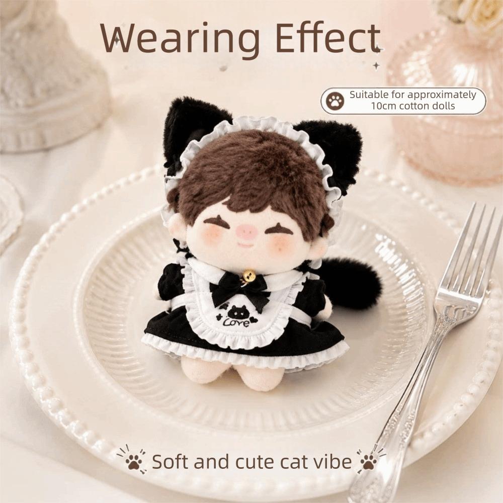 Cat Tail Doll Clothes Bow Skirt Outfit Plush Doll Clothes Mini Maid Dress DIY Gift Toys