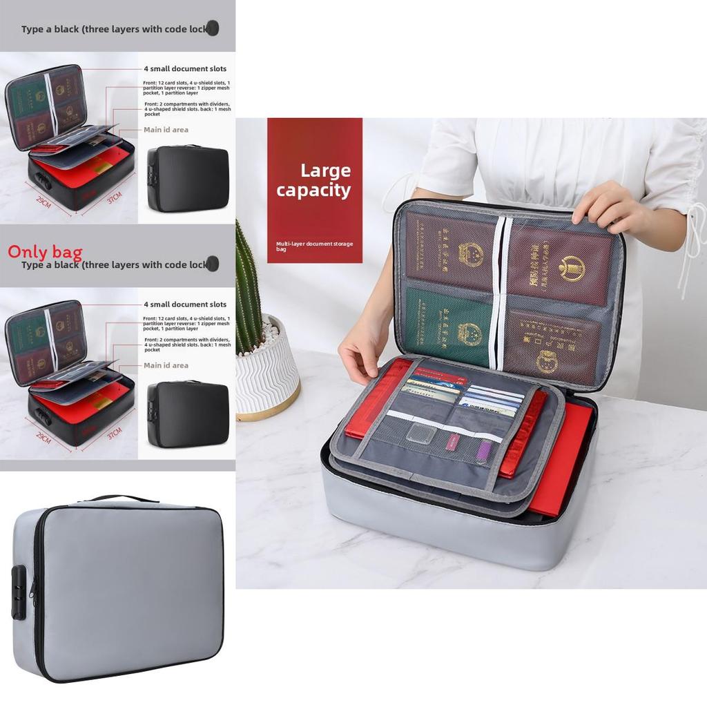 Travel Document Organizer With Fireproof Silicone For Family And Travel Use